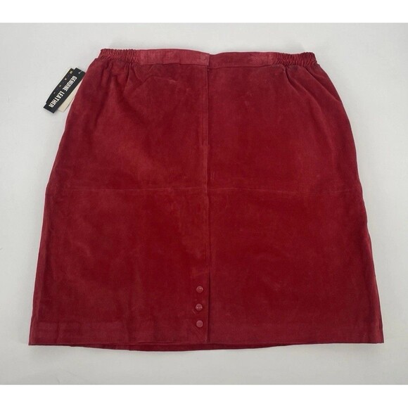 Vintage 90s Boho Western Cowgirl Rodeo Indie Sleaze Red Suede Fall Winter Skirt - Picture 5 of 15